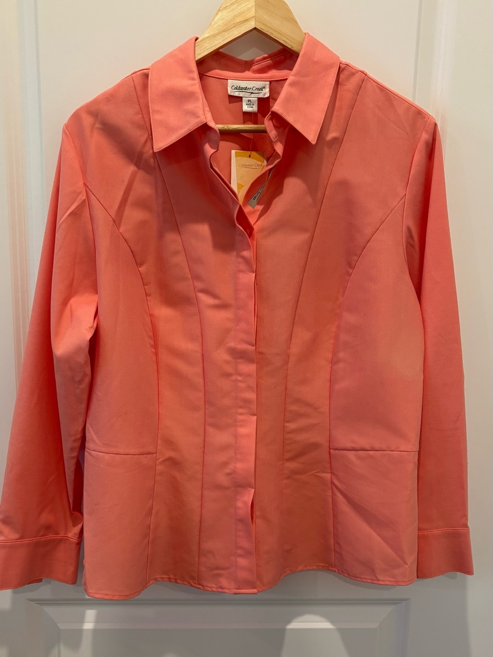 Coldwater Creek | Readywear Button Down Shaped Cotton Peachy Shirt Size PL NWT